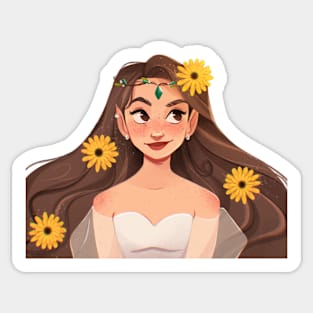 Girl with flowers Sticker